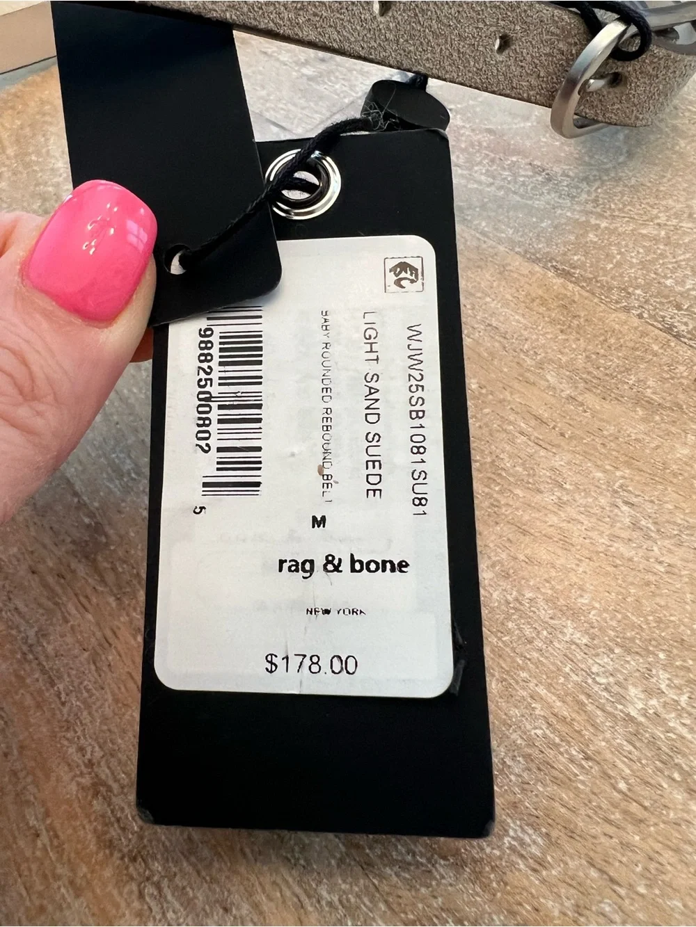 Rag & Bone Baby Rounded Rebound Belt Light Sand Suede